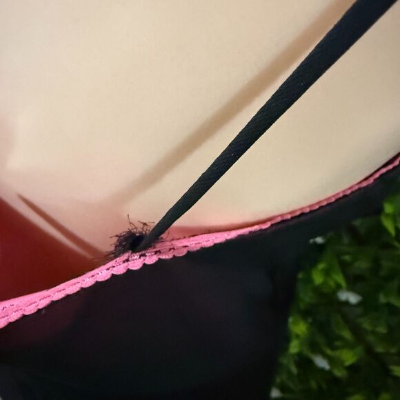 Rare 2000’s Touch 9 Pink Dress with Black Sheer Overlay and Bow - Picture 5 of 6